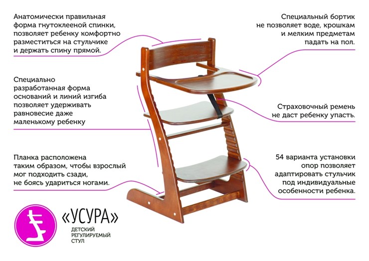 Детский стул Усура белый-лаванда в Южно-Сахалинске - изображение 5