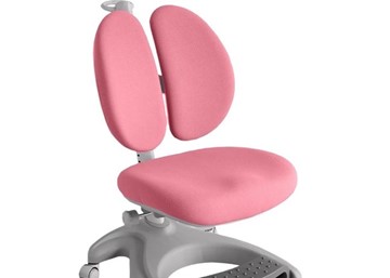 Детский стул FunDesk Solerte Grey с подставкой для ног + чехол для кресла (ткань розовая) в Южно-Сахалинске - предосмотр