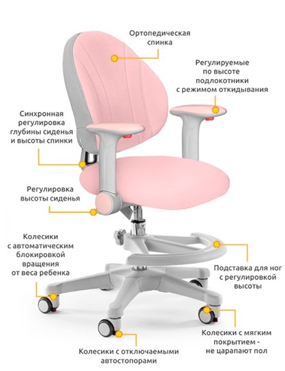 Кресло детское Mealux Mio, Розовый в Южно-Сахалинске - изображение 2