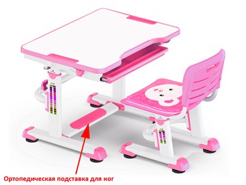 Растущая парта + стул Mealux BD-08 Teddy, pink, розовая в Южно-Сахалинске