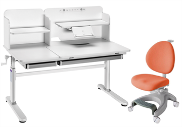 Комплект парта + кресло Iris II Grey + Cielo Orange + чехол для кресла в подарок в Южно-Сахалинске - предосмотр