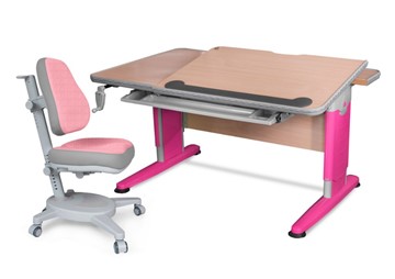Кресло и растущая парта Mealux Detroit + Onyx BD-320 NT/R-L + Y-110 DPG, клен/розовый в Южно-Сахалинске