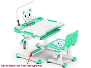 Растущий стол и стул Mealux EVO BD-04 Teddy New XL, с лампой, green, зеленая в Южно-Сахалинске - предосмотр