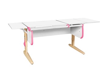 Детский стол-трансформер 1/75-40 (СУТ.25) + Polka_b 1/550 (2 шт.) белый/бежевый/розовый в Южно-Сахалинске
