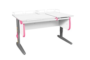 Детский стол-трансформер 1/75-40 (СУТ.25) + Polka_z 1/600 (2шт) белый/серый/розовый в Южно-Сахалинске
