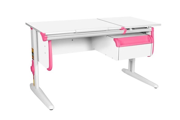 Детский стол-трансформер 1/75-40 (СУТ.25) + Tumba 1 Белый/Белый/розовый в Южно-Сахалинске - изображение