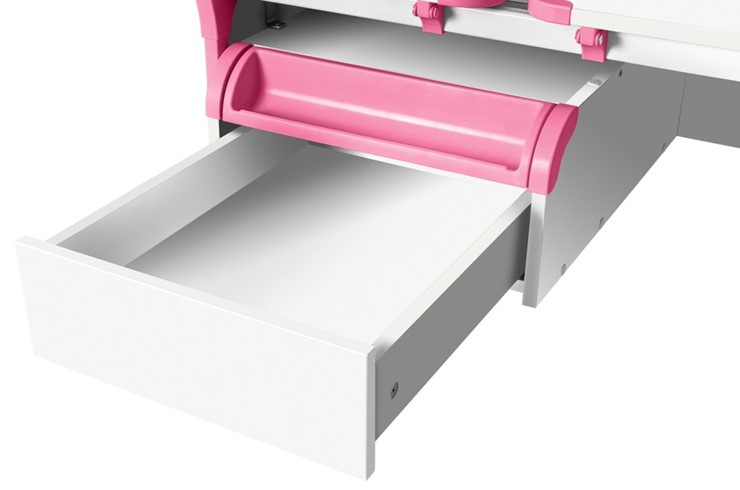Детский стол-трансформер 1/75-40 (СУТ.25) + Tumba 1 Белый/серый/розовый в Южно-Сахалинске - изображение 1