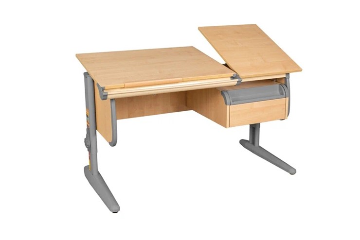 Детский стол-трансформер 1/75-40 (СУТ.25) + Tumba 1 Бежевый/Серый/Серый в Южно-Сахалинске - изображение 2