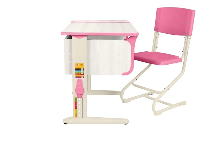 Детский стол-трансформер 4/75 (СУТ.41) + Polka_b 4/550 Рамух белый/бежевый/розовый в Южно-Сахалинске - изображение 6