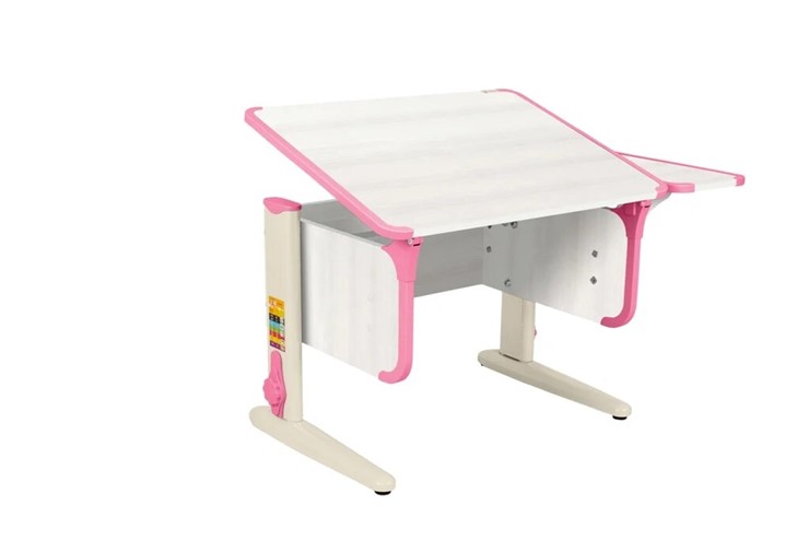 Детский стол-трансформер 4/75 (СУТ.41) + Polka_b 4/550 Рамух белый/бежевый/розовый в Южно-Сахалинске - изображение 8