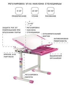 Растущая парта SET Holto-2А розовый в Южно-Сахалинске - предосмотр 6