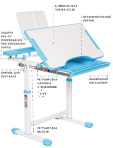 Растущая парта и растущий стул SET HOLTO-17А, голубой в Южно-Сахалинске - предосмотр 5