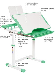 Растущие парта + стул SET HOLTO-17А, зеленый в Южно-Сахалинске - предосмотр 5