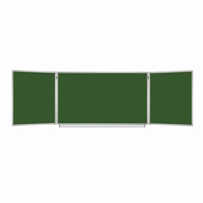 Доска  для мела 3-х элементная 100х150/300 см, 5 рабочих поверхностей, зеленая, BRAUBERG, 231707 в Южно-Сахалинске - предосмотр